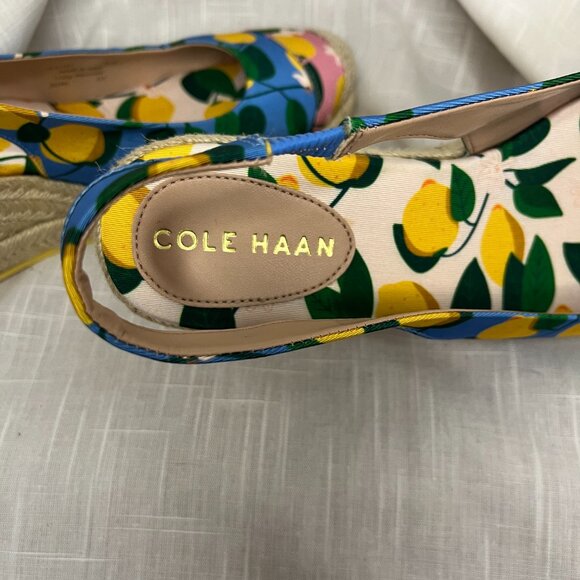 Cole Haan Women's Cloudfeel Espadrilles Slingback Azure Lemon Print Size 9.5 - Picture 6 of 12